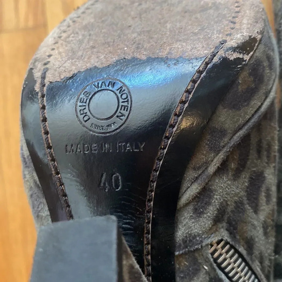 DRIES Van Noten sz 40 wedge heel green black suede booties side zip, gorgeous! - Picture 10 of 11